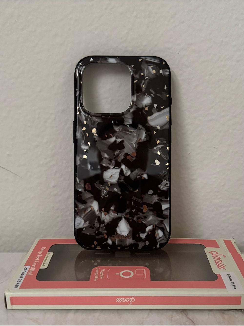 Sonix Black Tortoiseshell Phone Case with Gold Accents